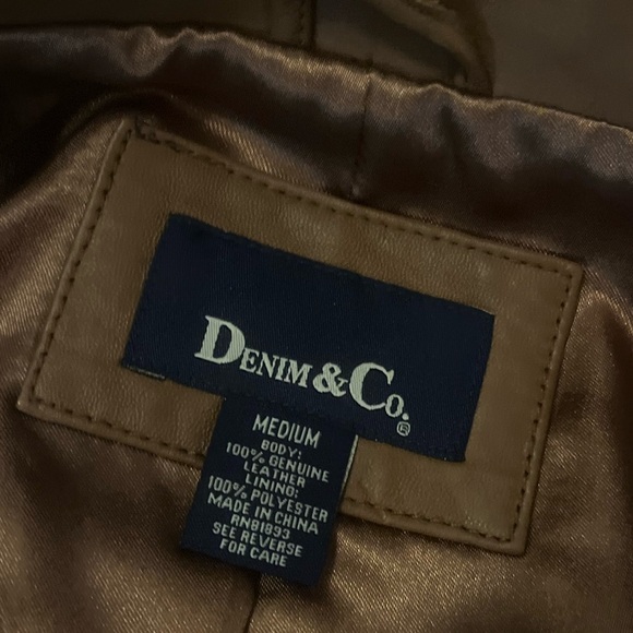 Denim & Co. Cognac Brown Leather Blazer Style Jacket, Size M - Picture 8 of 12